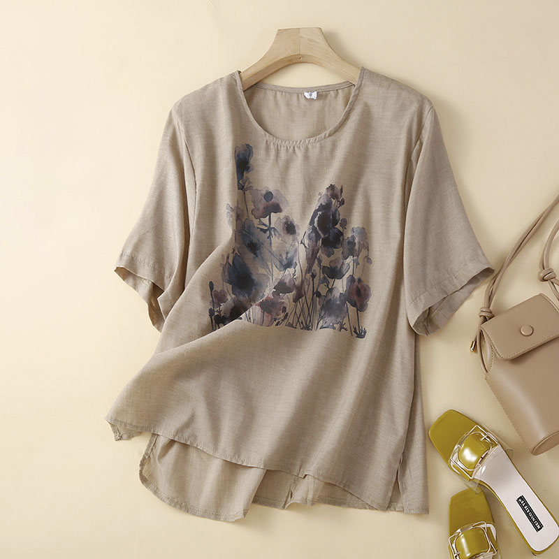 Summer ink printing casual T-shirt