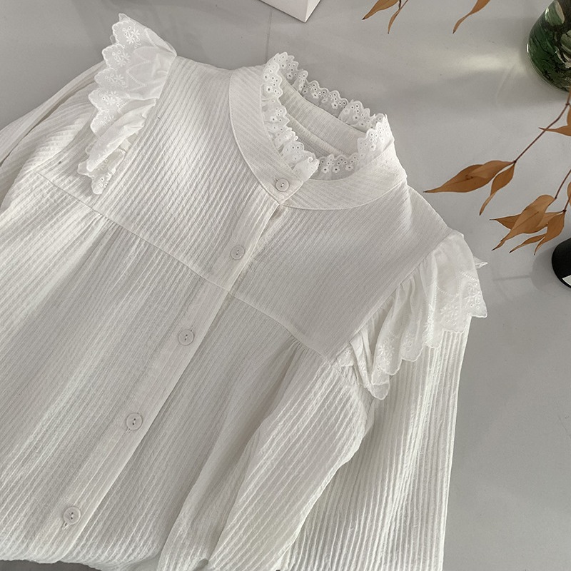 Elegant Classic Lace Long -sleeved Shirt