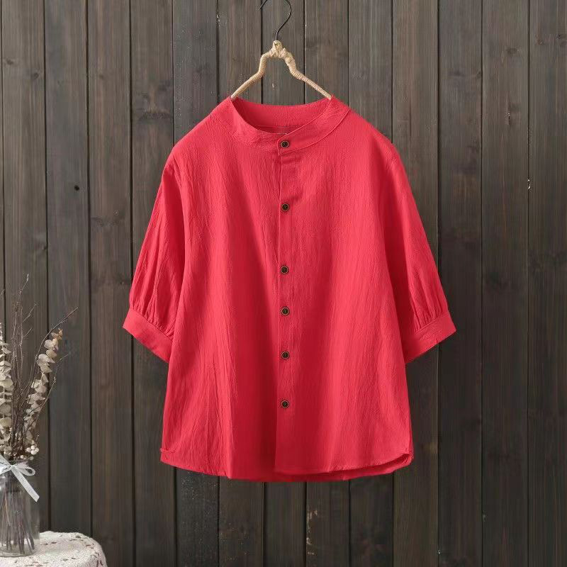 Simple Solid Color Round Neck Shirt