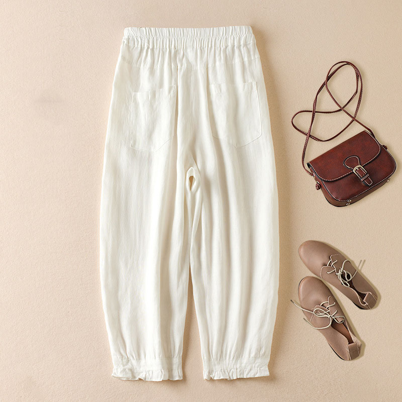 Retro Solid Color Lace Harem Trousers