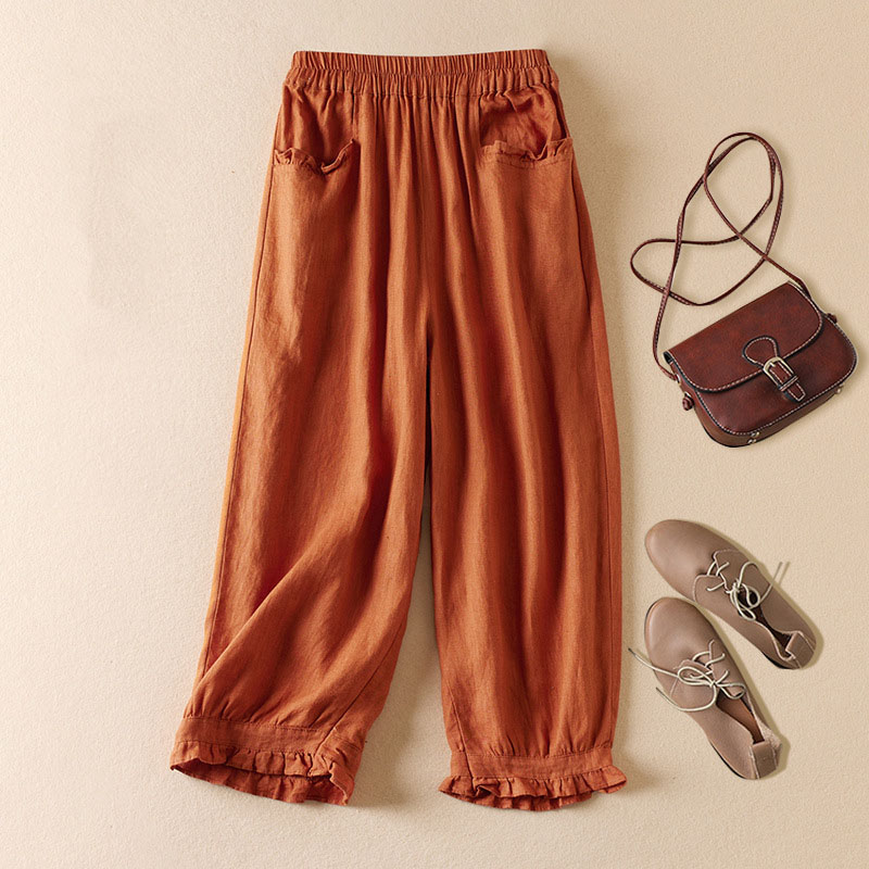 Retro Solid Color Lace Harem Trousers