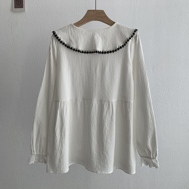 Contrast Color Lace Shirt