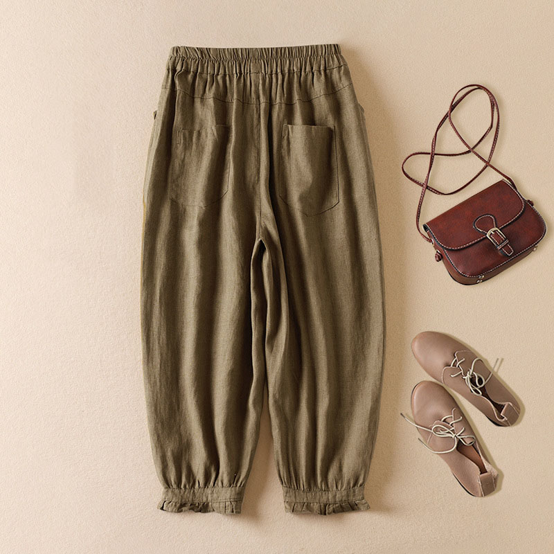 Retro Solid Color Lace Harem Trousers