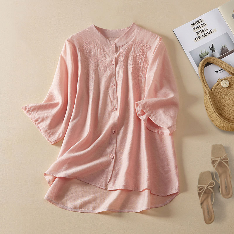 Chic Flowers Embroidery Loose Shirt