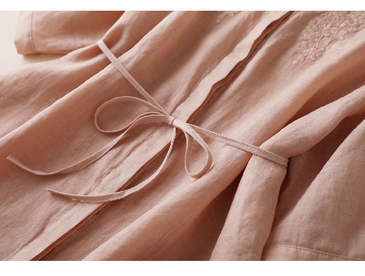 Retro Flower Embroidery Cotton Shirt