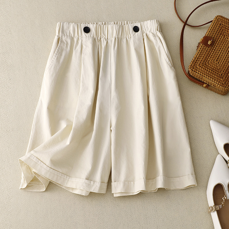 Women's Loose and Comfortable Solid Color Buttons Shorts