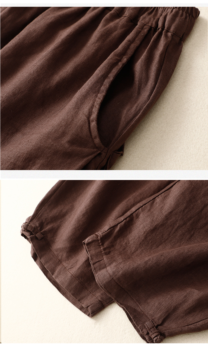 Artistic elastic waist cotton and linen bloomers