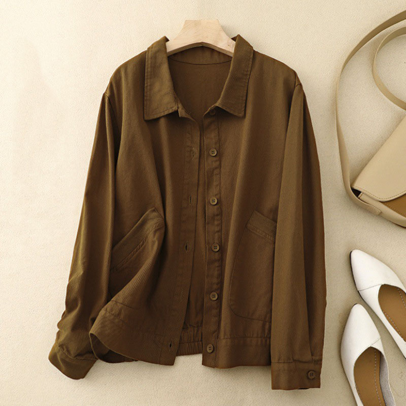 Simple Convenient Big Pockets Solid Color Coat