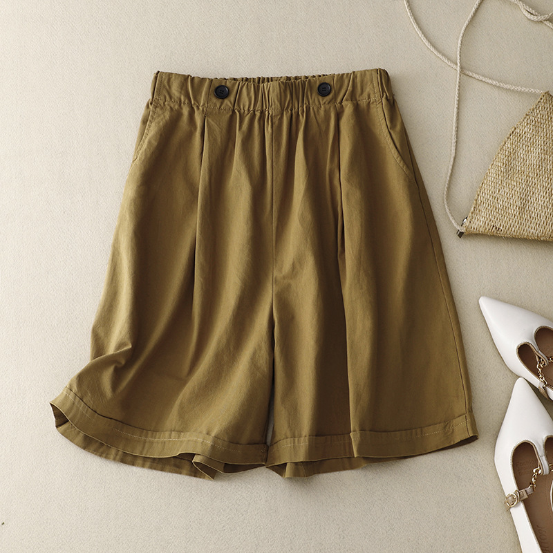 Women's Loose and Comfortable Solid Color Buttons Shorts