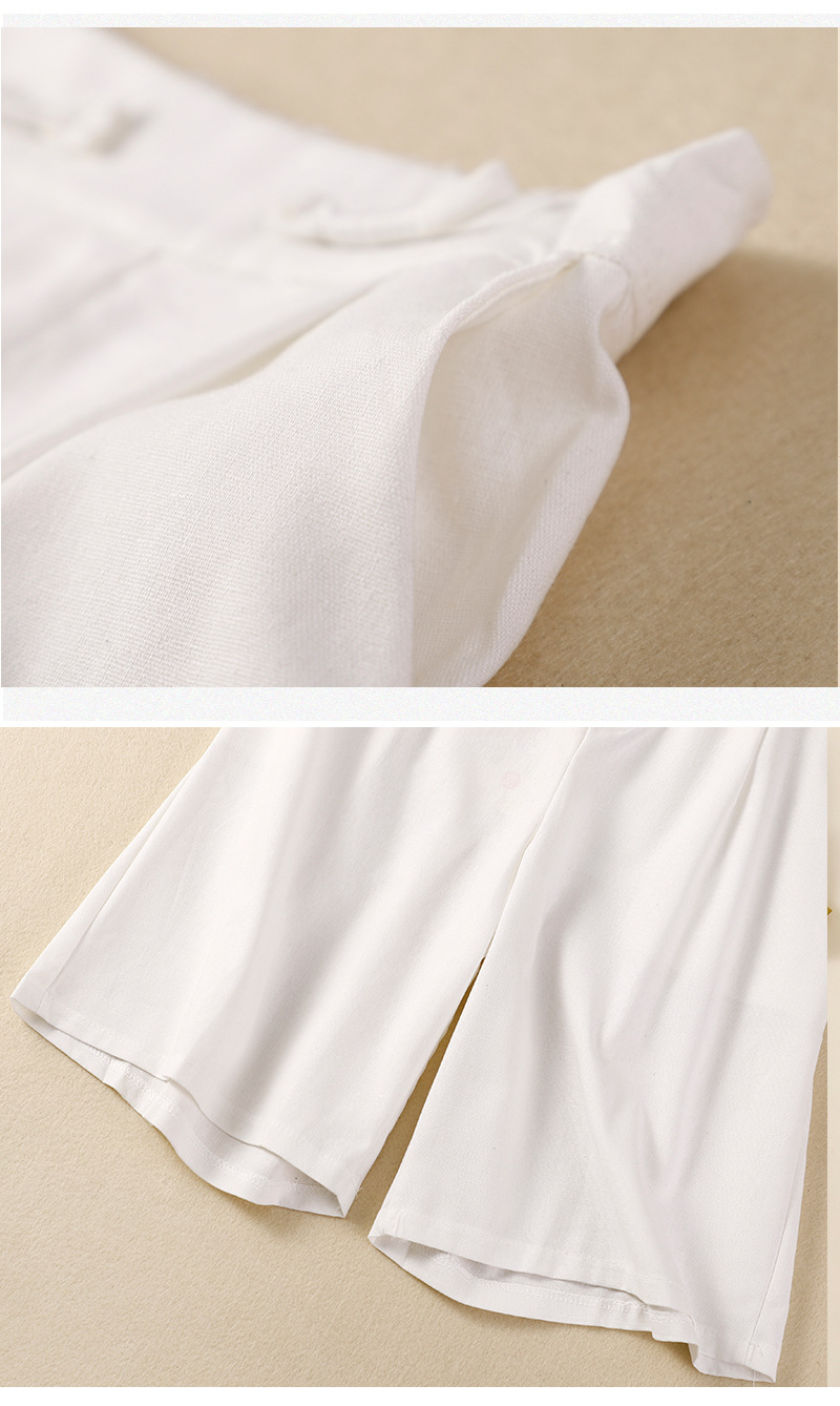 Cotton and linen casual straight cropped shorts