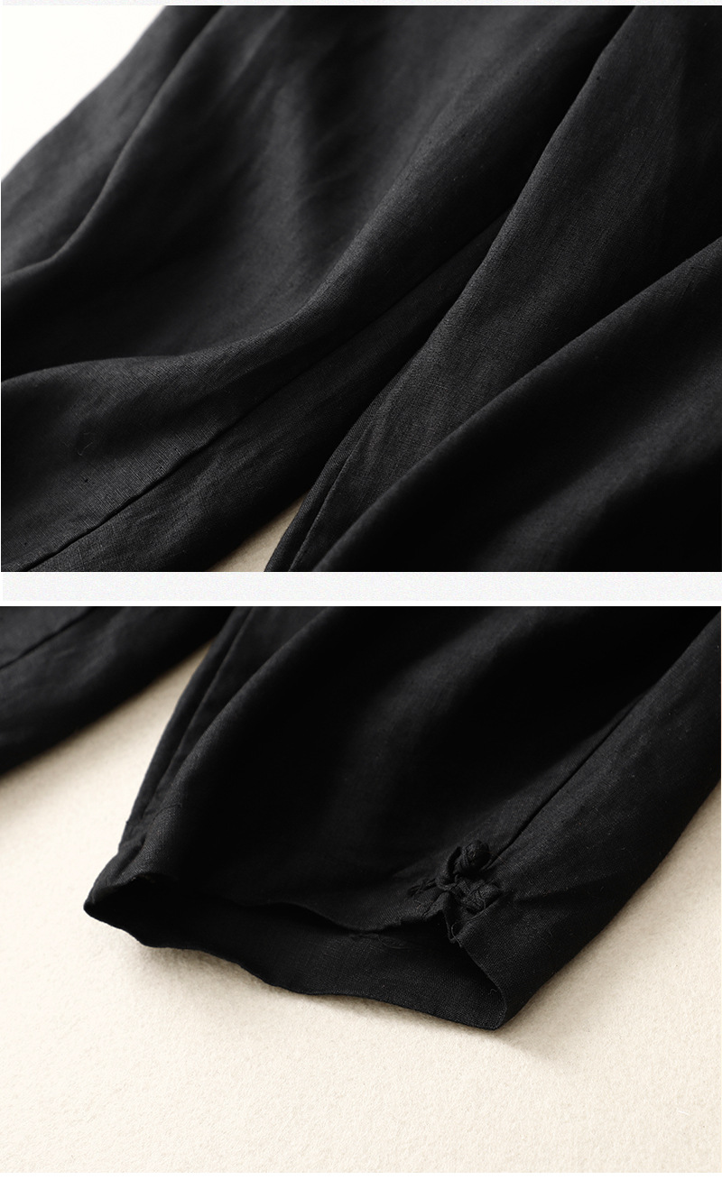 Artistic elastic waist cotton and linen bloomers