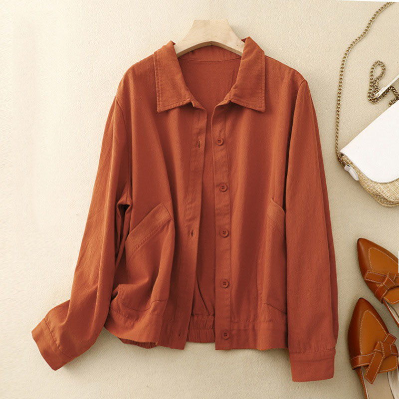 Simple Convenient Big Pockets Solid Color Coat