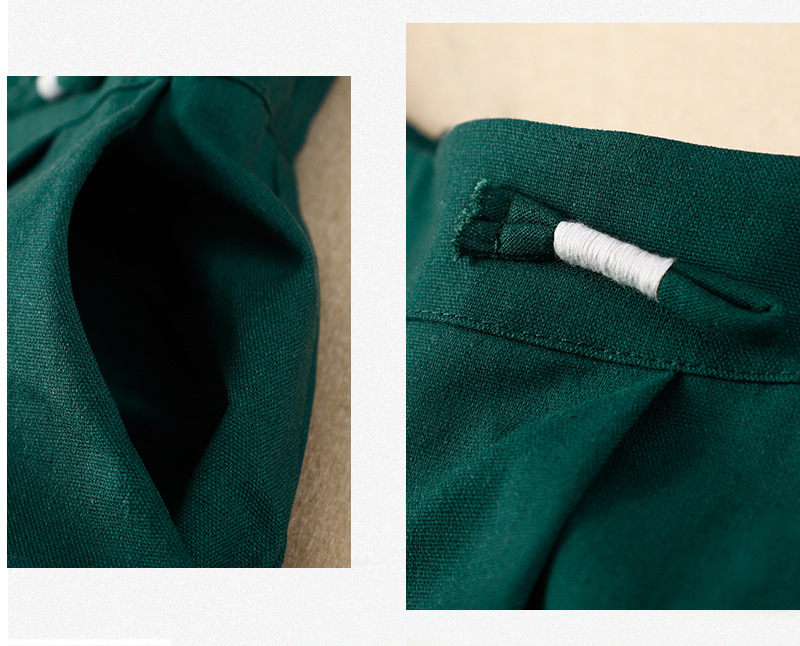 Cotton and linen casual straight cropped shorts