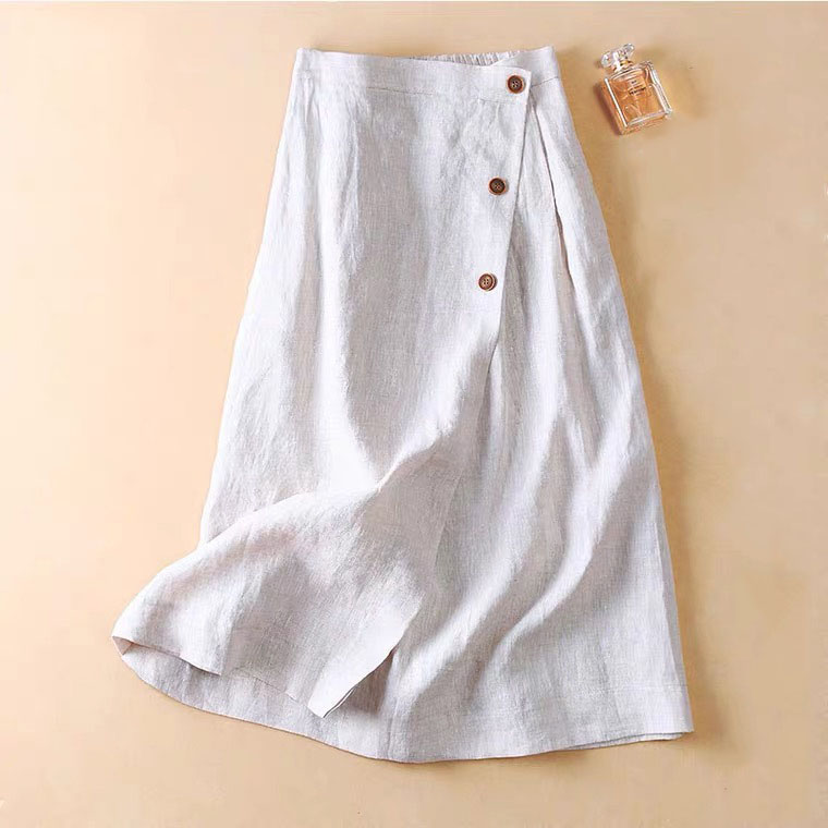 Versatile Artistic Sense Solid Color Skirt