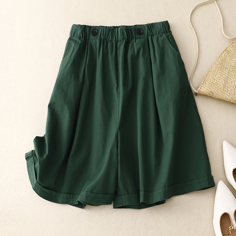 Women's Loose and Comfortable Solid Color Buttons Shorts