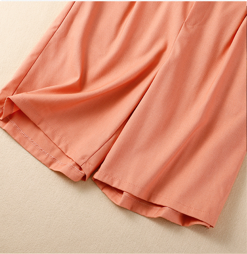 Cotton and linen casual straight cropped shorts