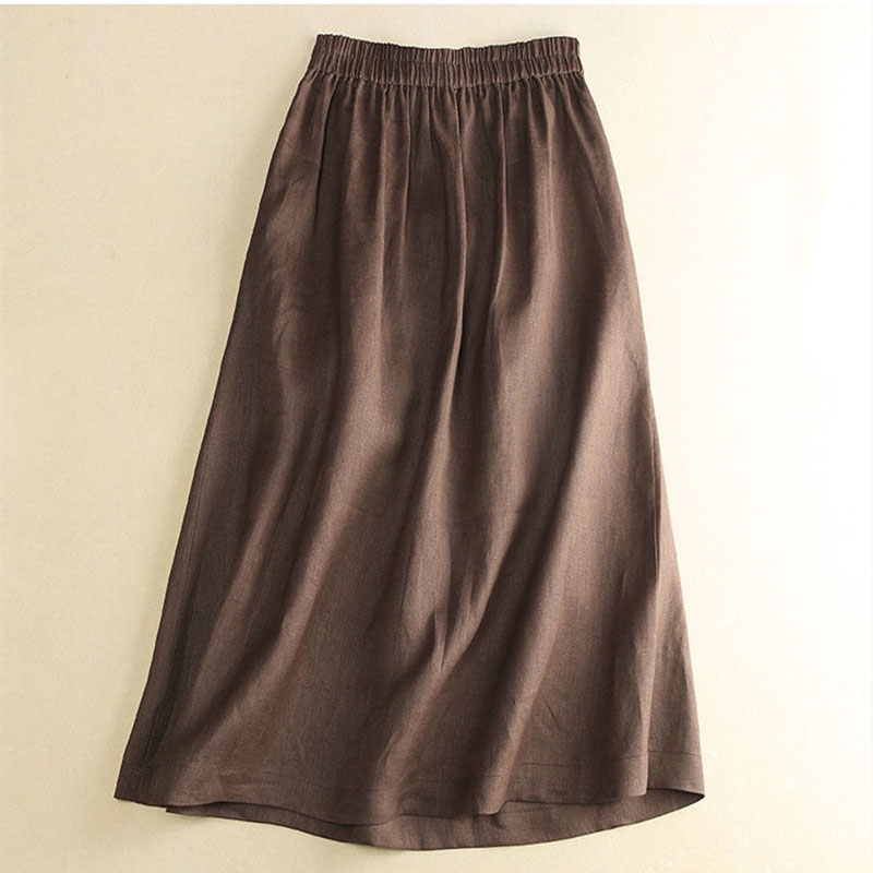 Casual Fold Coffee Long Skirt