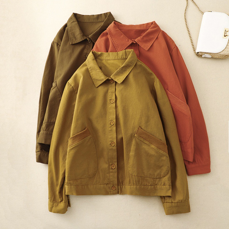 Simple Convenient Big Pockets Solid Color Coat