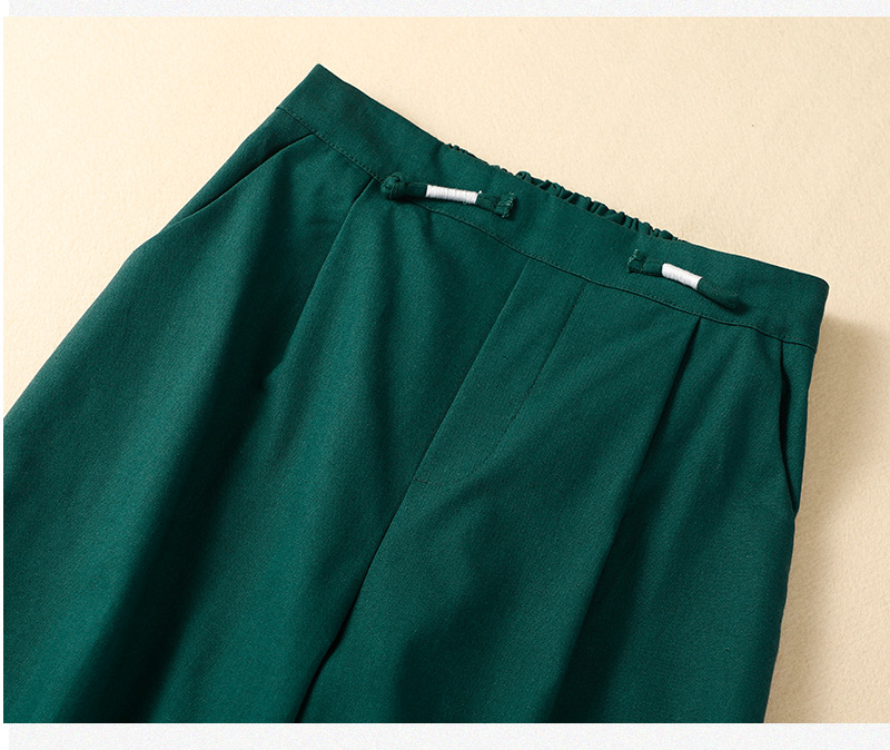 Cotton and linen casual straight cropped shorts