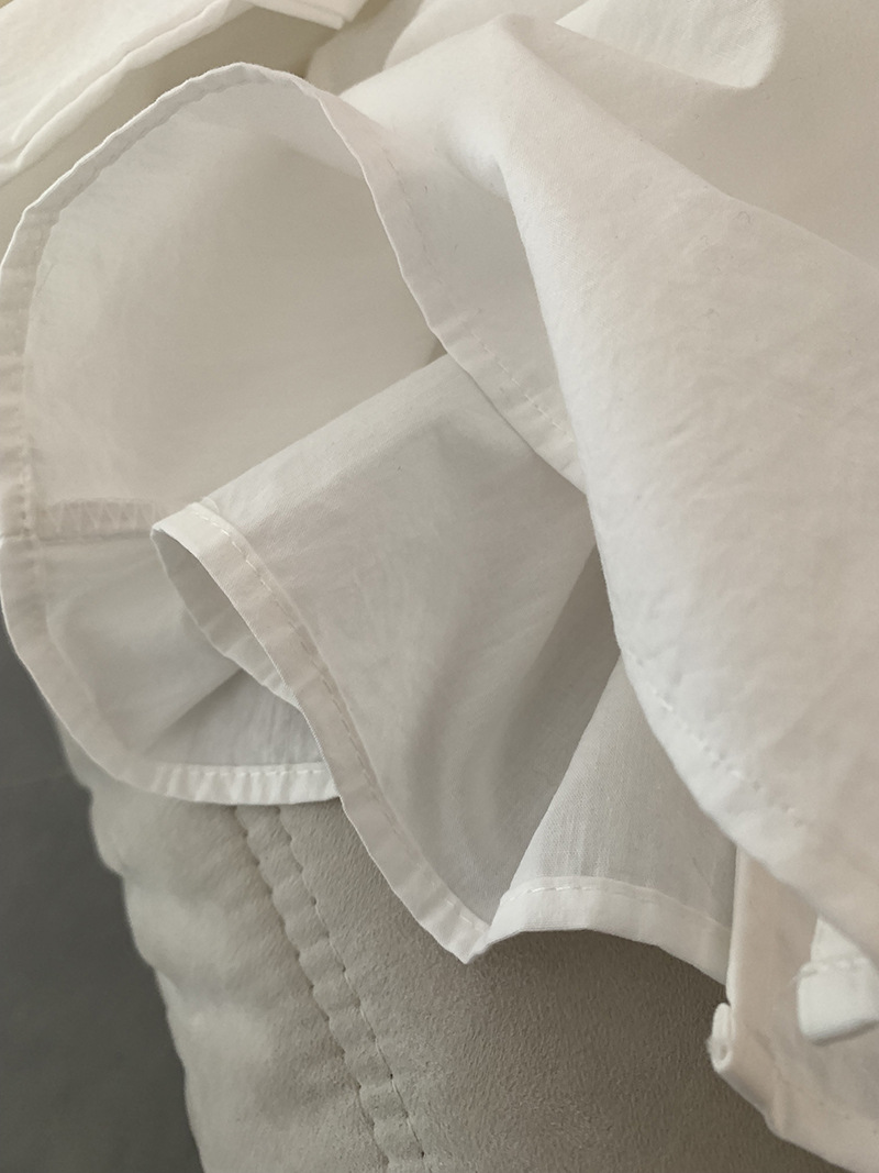 Elegant Fresh Round -necked Cotton Shirt