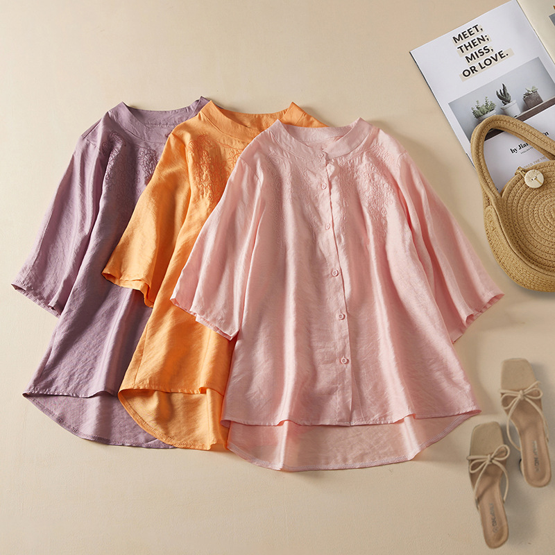 Chic Flowers Embroidery Loose Shirt