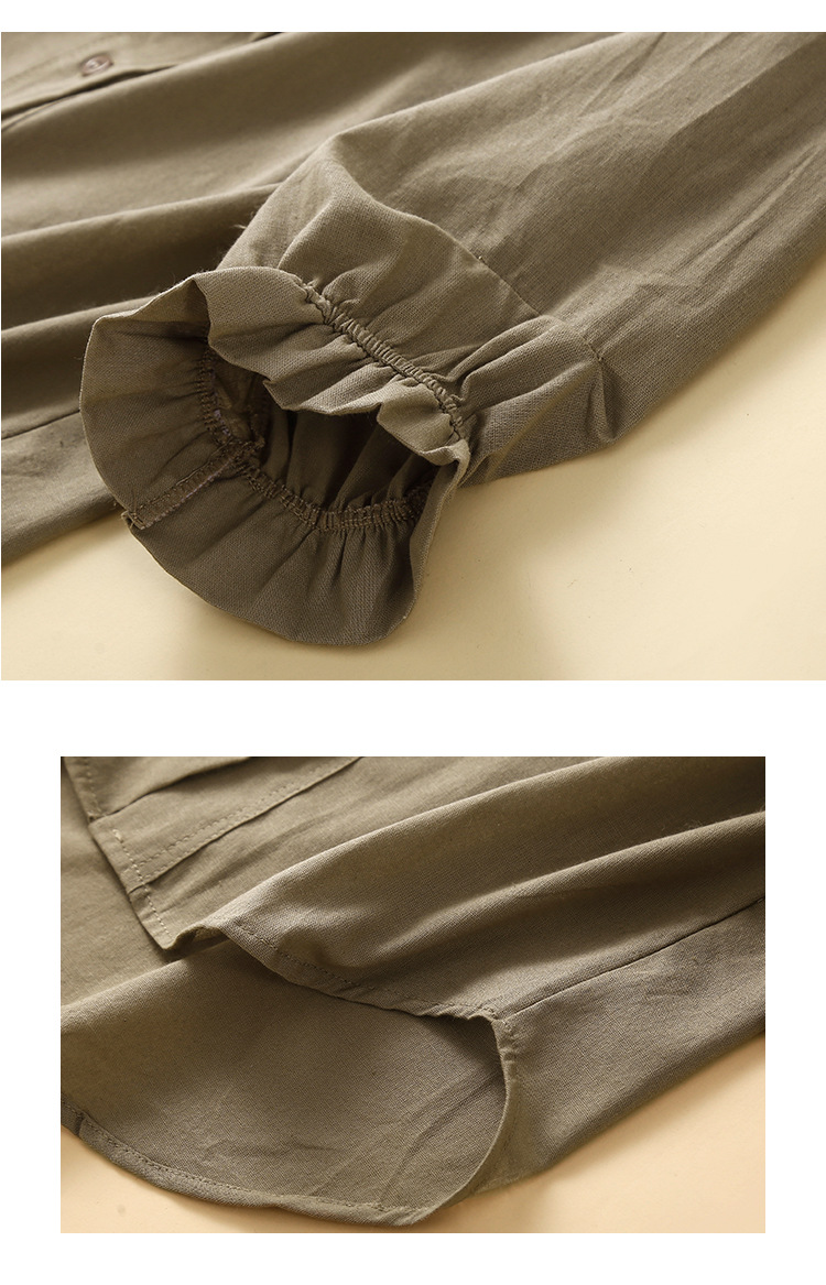 Simple solid color lace sleeve shirt