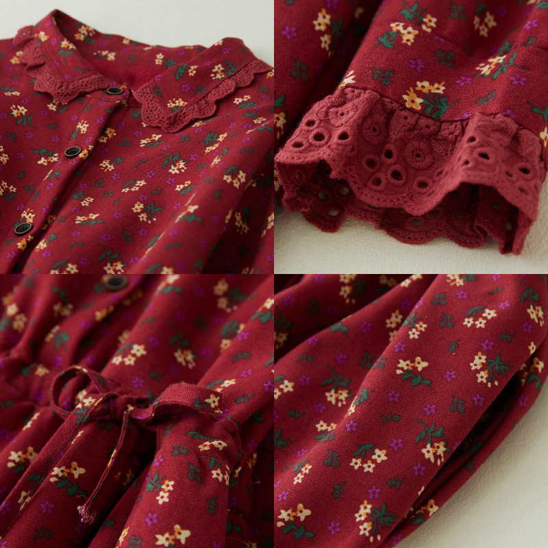 Warm Tiny Flowers Doll Style Dress