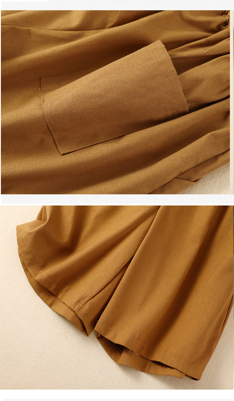 Cotton and linen casual straight cropped shorts