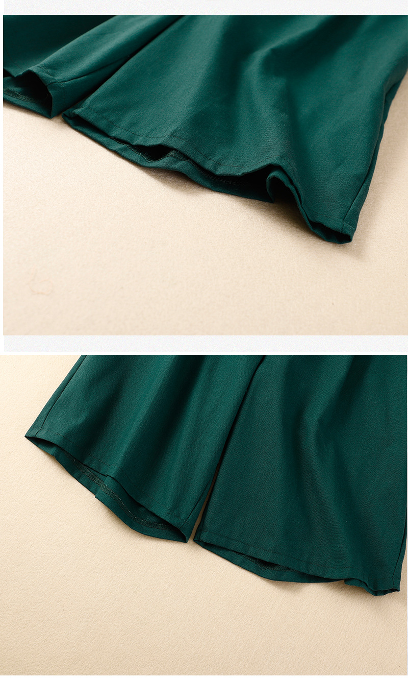 Cotton and linen casual straight cropped shorts