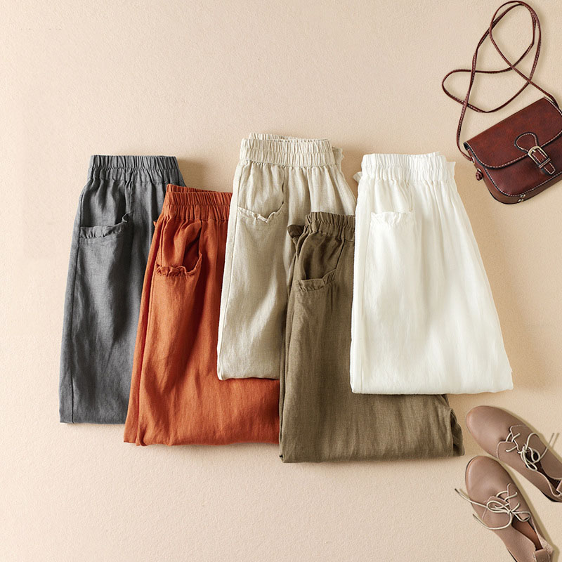 Retro Solid Color Lace Harem Trousers