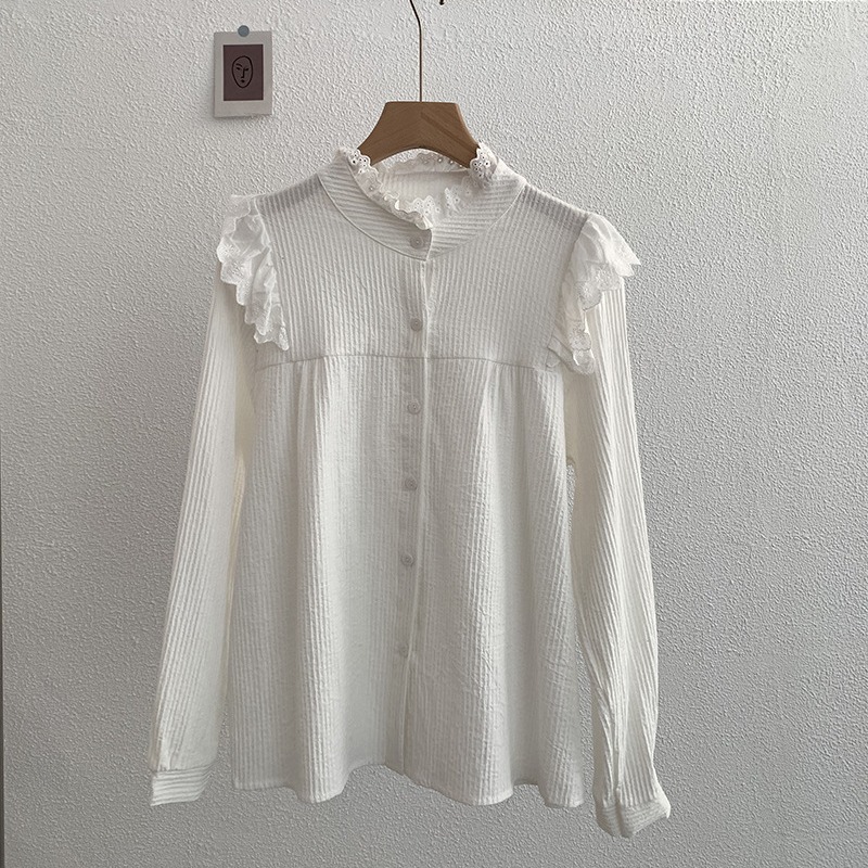 Elegant Classic Lace Long -sleeved Shirt