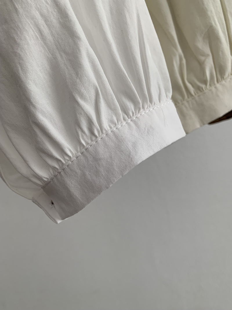 Elegant Fresh Round -necked Cotton Shirt