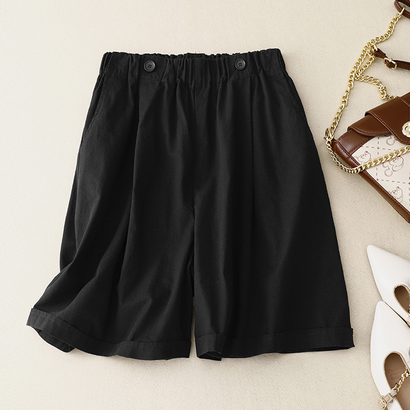 Women's Loose and Comfortable Solid Color Buttons Shorts