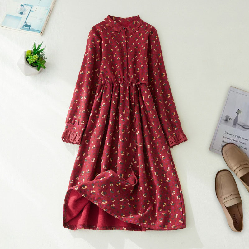 Warm Tiny Flowers Doll Style Dress