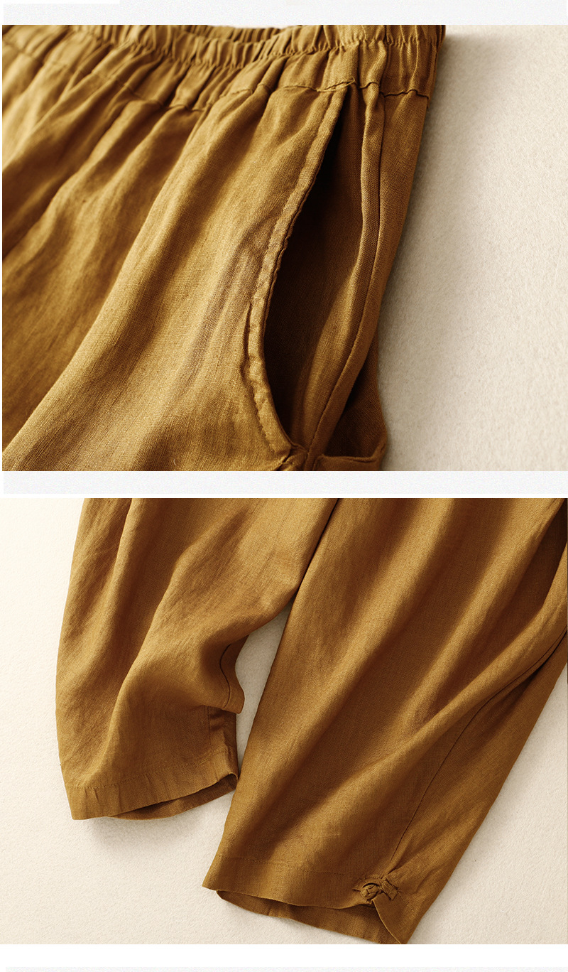 Artistic elastic waist cotton and linen bloomers