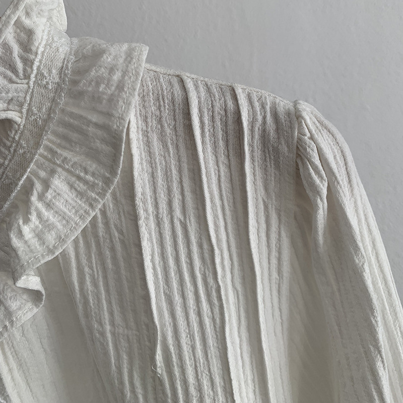 Elegant Lace Collar Bow Shirt