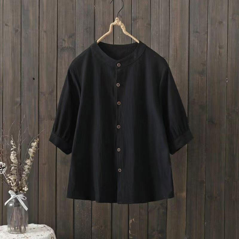 Simple Solid Color Round Neck Shirt