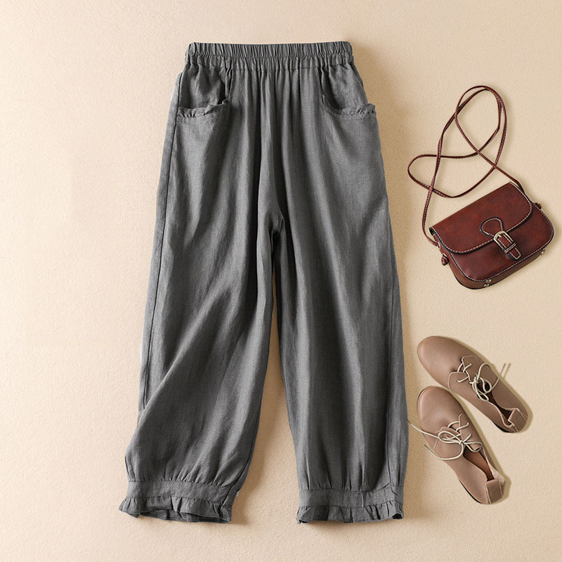 Retro Solid Color Lace Harem Trousers