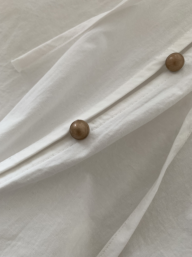 Elegant Fresh Round -necked Cotton Shirt